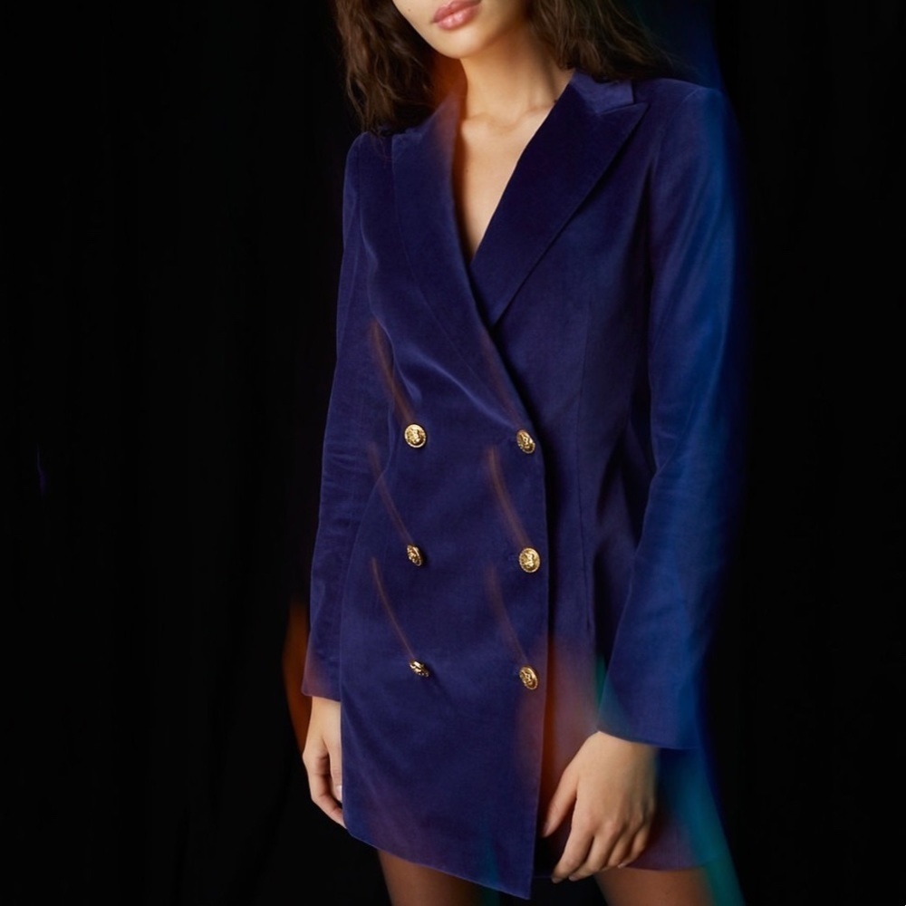 Aritzia Babaton Pelli Velvet Blazer Dress, Dark Shibori‎ - Picture 4 of 8